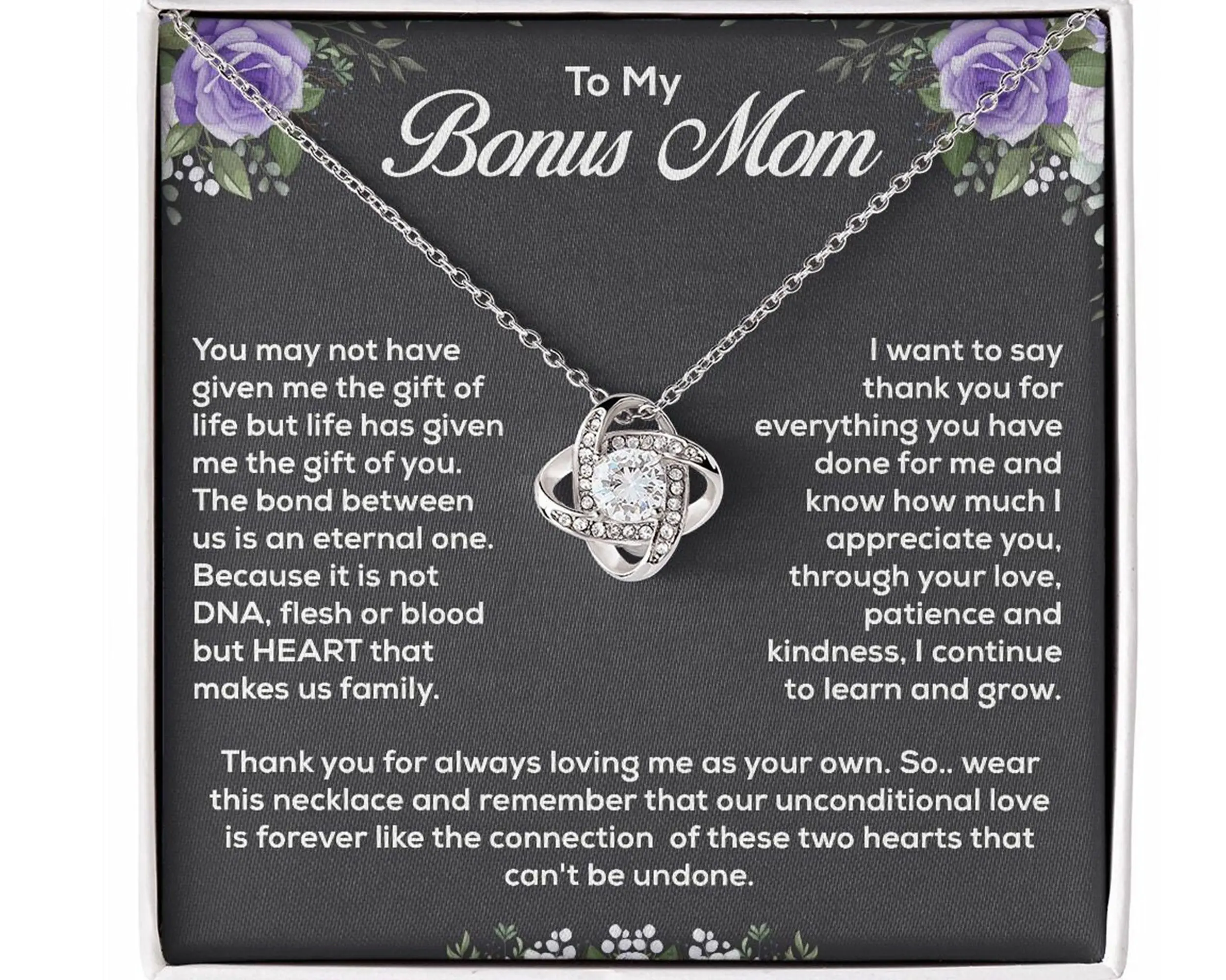Bonus Mom Gift - Step Mom Necklace with Meaningful Message Card Inside, Step Mom Wedding Gift, Mother's Day Gift