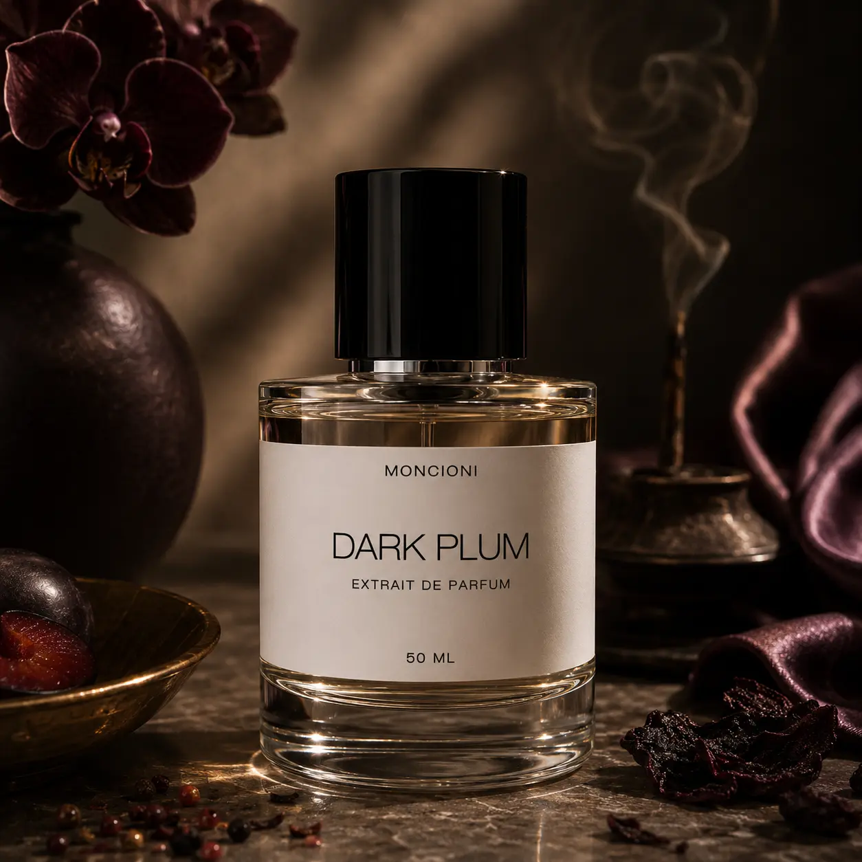 Moncioni Dark Plum Extrait de Parfum - Unisex Luxury Fragrance with Plum, Incense, Camellia Notes, Long-Lasting Designer-Inspired Niche Perfume Gift