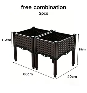 2 Pack Elevated Raised Garden Bed, Modular Combined Planter Box with Legs, Outdoor Planter for Herbs Vegetables Patio Balcony