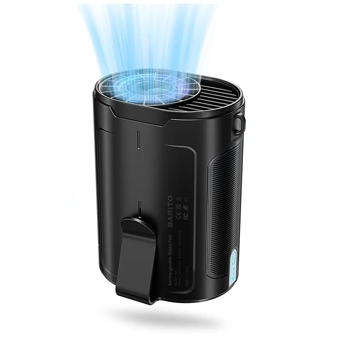 Portable Waist Fan, Shirt Fan Rechargeable with 25H Battery Life, 4 Speed Powerful Belt Fan with 6600 RPM Personal Cool Clip Fan Under Shirt for Men W