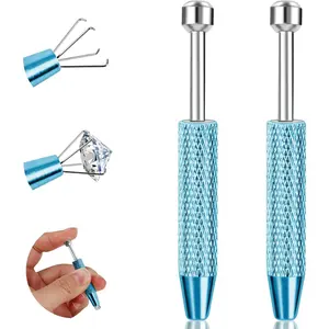 2 count  Ball Grabber Tool for Changing , Stianless Steel Flat  Earring Applicator Internally Threaded Push Pin  Grabber Tool, Anti Slip 4 Claw  Ball Grabber Tool
