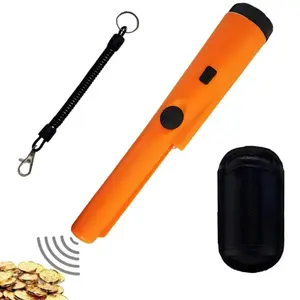Metal detector pointer - Detector Pinpointer professional 360 ° handheld wand Tool, high-precision gold and silver detector with LED indicator light, buzzer vibration, with belt cover, suitable for children and adults (orange/dark green/black)