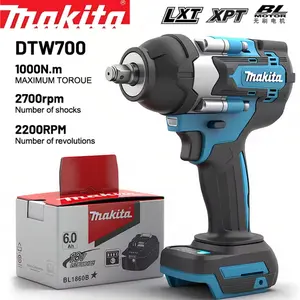 Makita DTW700 Electric Impact Wrench 1000 N.m High Torque 1/2 Inch Drive Compatible with 18V BL1860 Battery for Heavy-Duty Applications