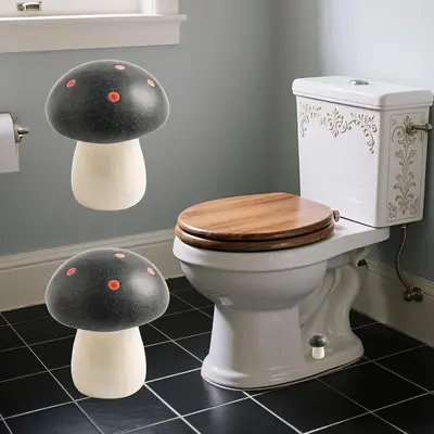 Cute Glow-in-the-Dark Mushroom Toilet Bolt Covers – 2-Pack, PLA Material, Easy Hand-Press Install