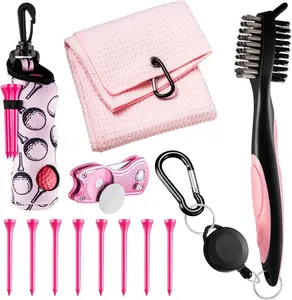 12 count Golf Accessories Kit, Include Golf Ball Bag with Hook Towel Tees  Ball Marker Divot Tool Cleaner Brush for Women Man Gifts