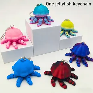 3D Printed Ocean Jellyfish Gradient Keychain, Stress Relief Keychain, Adjustable Ornament, Gift Idea, Unique Decoration