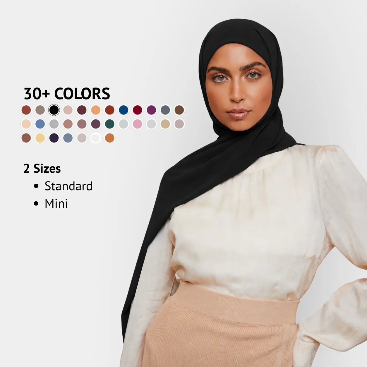 Voile Chic Luxury Premium Chiffon Hijab - Soft Non-Slip Lightweight Muslim Head Scarf with Full Coverage, Elegant Drape & Timeless Modest Style