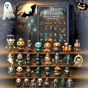 Halloween 2025 Countdown Calendar Gift Box, 31 Day Horror Collection Doll, PVC Mini Decoration, Spooky Decoration and Hanging Decoration