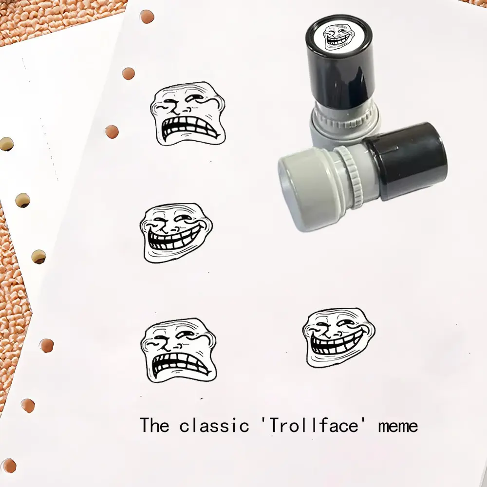 Trollface Emoji Stamp for Fun and Mischief, Popular Internet Meme Expression, Ideal for Crafts, Scrapbooking, Card Making, Personalizing Gifts and Creative Projects, Mischievous Sentiment