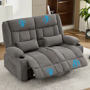 Recliner Loveseat with Cup Holders for Living Room Love Seat Manual Oversized Recliner with Ergonomic, Side Pocket for Adult