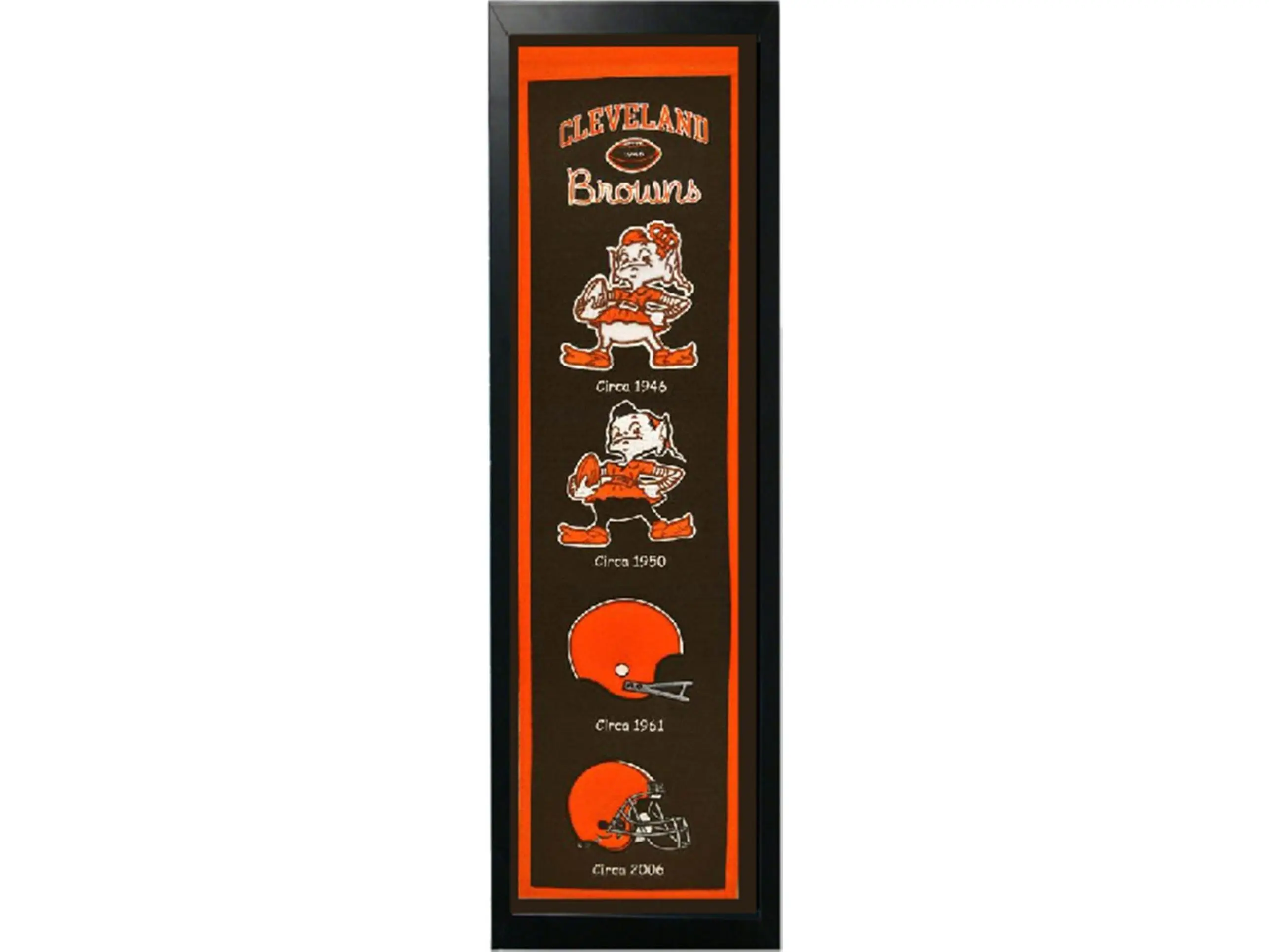 Encore Select 110-23 Cleveland Browns Team Logos History Felt Banner, 14" x 37" Indoor Sports Collectibles Fan Decor for Home & Watch Party Backdrops