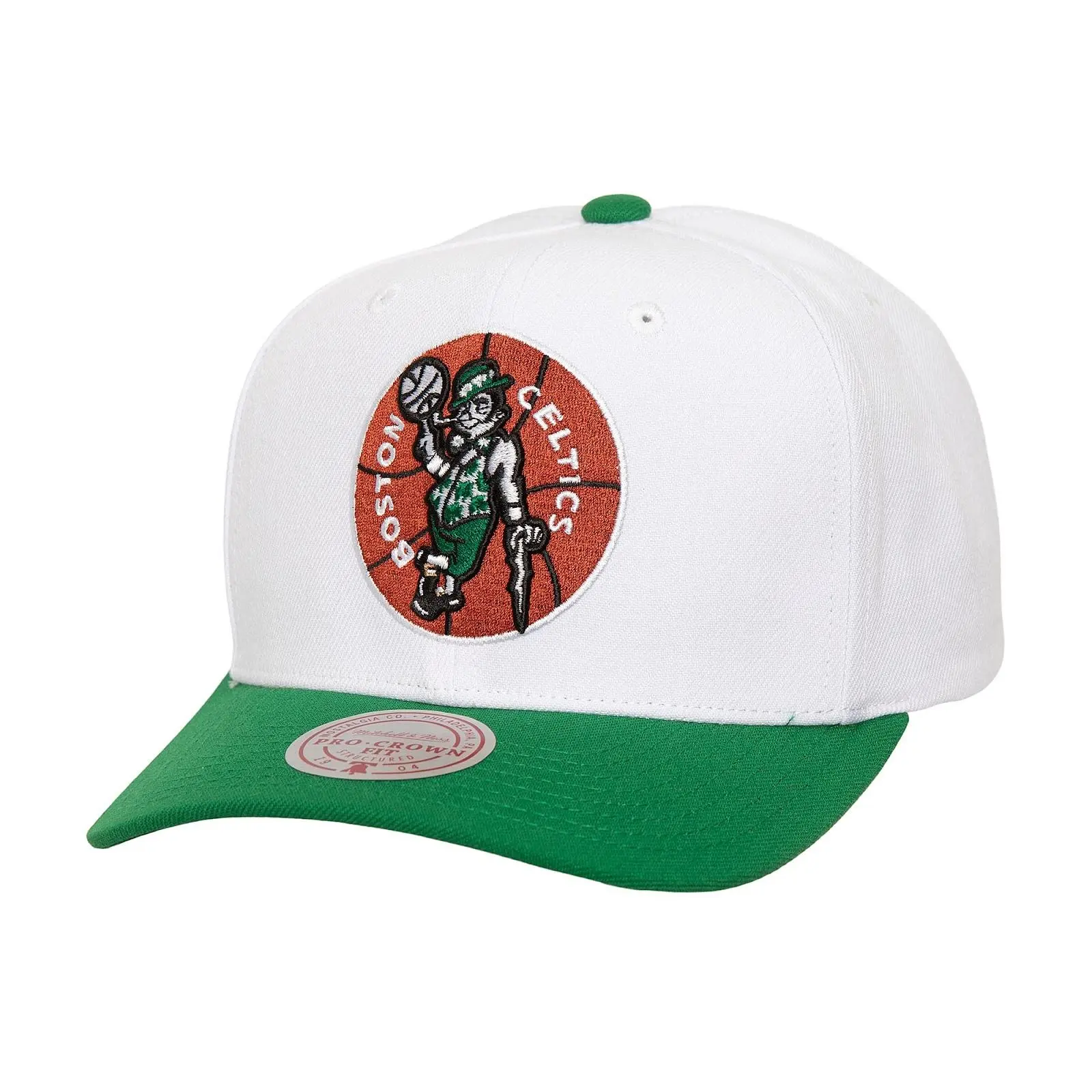Boston Celtics White/Kelly Green Hardwood Classics Team Two-Tone 2.0 Pro Crown Snapback NBA Throwback Cap Adjustable Fan Gear Mitchell & Ness