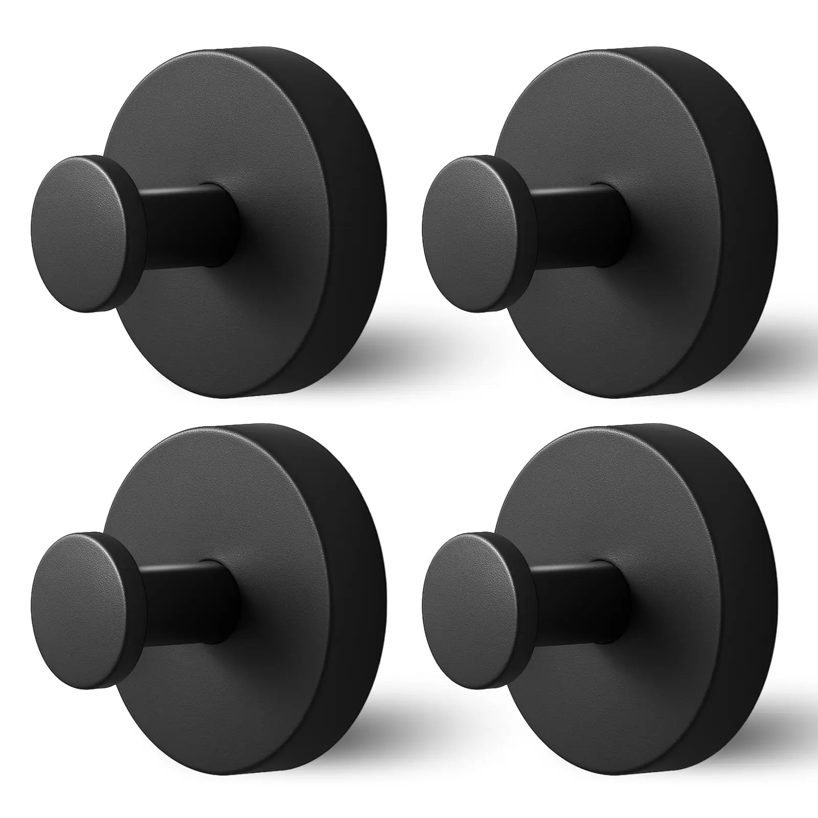 4 Pack Suction Cup Hooks for Shower,Matte Black Removable Towel Hooks for Bathroom, 304 Stainless Steel Vacuum Shower Hooks for Glass Door, Mirror, Tile, Kitchen, Window, Wreath, Holds up to 11 lb