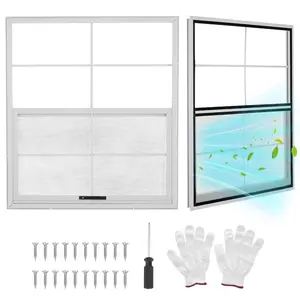 GARVEE 2 Pack 24" x 27" Shed Window with Tempered Glass and Fiberglass Screen, Sliding Household Windows with Screws for Shed, Playhouse, Garage, Barns