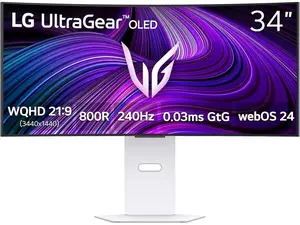 LG UltraGear 34" 240 Hz OLED WQHD(3440x1440) Gaming Monitor Nvidia G-Sync Compatible DCI-P3 98.5% (CIE1976) HDMI 2.1 34GX90SA-W