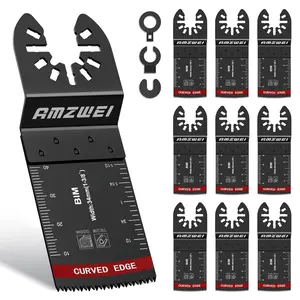 10 Pcs Oscillating Tool Blades, 1-3/8" Curved Multitool Blades for Wood with,, Wood,, Oscillating Saw Blades Fit(34MM)