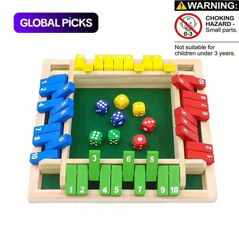 Wooden Dice Board Game for Up to 4 Players, Classic Family Strategy Game, Fun Skill-Building Tabletop Game, Family Board Games #GLOBAL PICKS