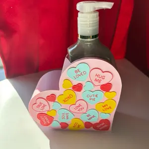 Valentine's Day Heart-Shaped Soap Dispenser Holder for Bath and Body Works with Cute Phrases