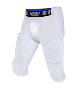 Exxact Sports Battle 7-Pad Football Girdle for Boys with Cup Pocket - Lightweight Padded Compression Shorts with Integrated Ultra Flex Pads, Girdle Football