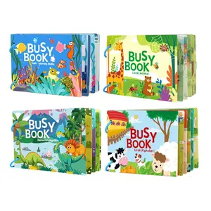 Quiet Book Busy Book Preschool Learning Book Busy Book Toddler Busy Book Cross-Border English Version Tear-Off Book for Children, Sticker Book Early Education Toy, Puzzle Toy