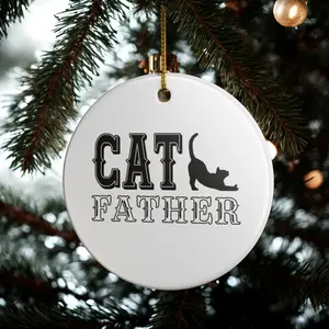 Cat Father Christmas Ornament – Ceramic Holiday Decor