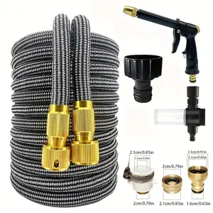 Garden Hose 25-150ft, Aluminum Connectors, High Pressure Spray Gun Nozzle, Expandable, Durable, Flexible Design, Outdoor Watering Needs, Watering Tool, Portable Garden Hose, Spray Nozzle For Hose