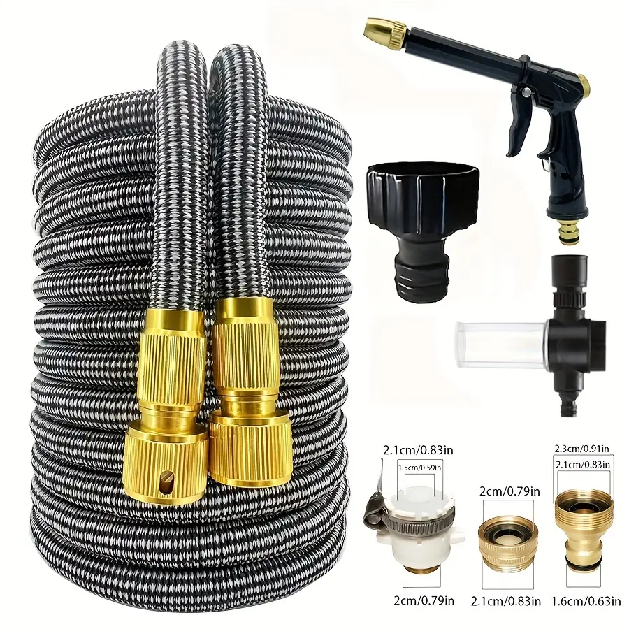 Garden Hose 25-150ft, Aluminum Connectors, High Pressure Spray Gun Nozzle, Expandable, Durable, Flexible Design, Outdoor Watering Needs, Watering Tool, Portable Garden Hose, Spray Nozzle For Hose, Water Hose Sprayer