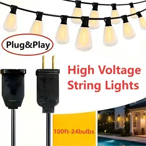 DAYBETTER Party And Christmas Decorations Outdoor String Lights Ip65 Waterproof Patio Light String Lights With St38 Vintage Shatterproof Led Edison Bulbs, Retro Connectable Bistro Lights For Backyard Gazebo Balcony.