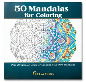 Koala Tools | Mandala Coloring Book with Circular Grid Templates for Drawing Your Own Mandalas - 50 Original Mandala Illustrations for Coloring Plus 20 Circular Grids for Creating Your Own Mandalas