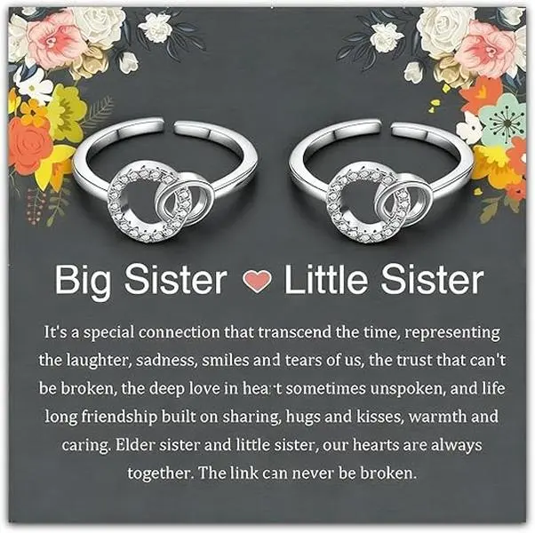 GleamJoy S Sister Rings BBF Rings Knot Twist Band Matching Set for Women Sister Gift Birthday Valentines Day Big Sis Little Sis Friendship Promise Band Interlocking Design Two Tone CZ Stone