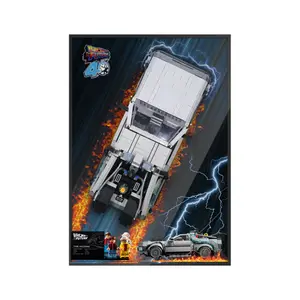 Wall Display Board for  10300 Back to The Future Time Machine, Wall Mount Custom-Designed for 77256 Time Machine from Back to The Future (Model NOT Include)