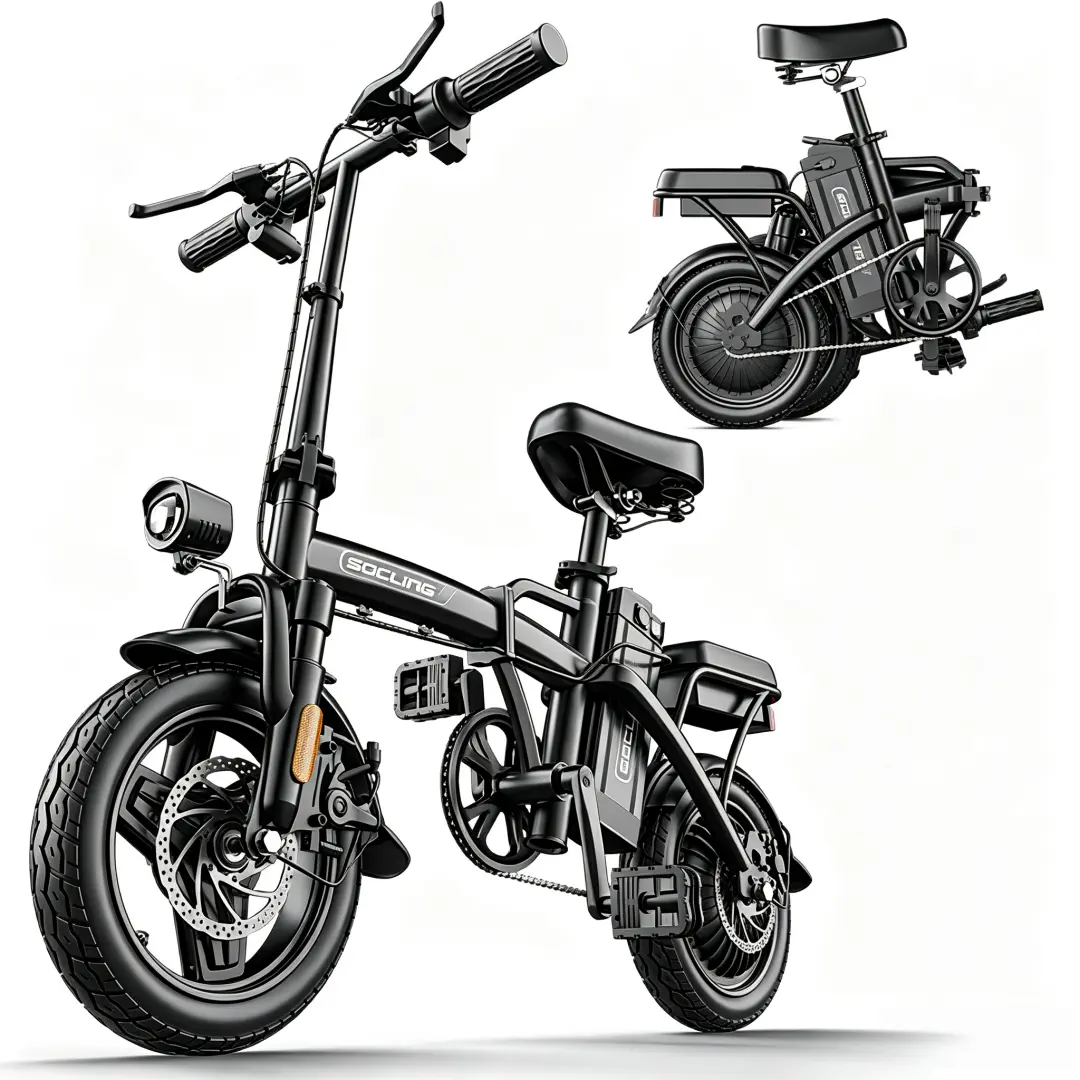 Portable Folding Electric Bike - 1000W Peak Power, 48V Battery, 14" Fat Tires, 19MPH Commuter E-Bike with Dual Disc Brakes sohochic sohochic sohochic sohochic sohochic