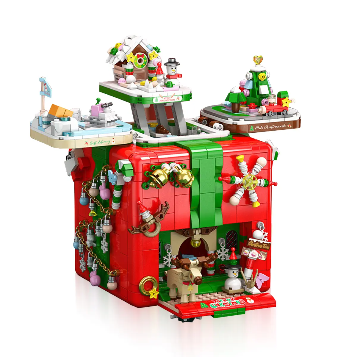 Christmas Blocks Set, Miniature Christmas Box Building Blocks - Santa Claus -Christmas Tree-Snowman - For Ages6+, 1873 PCS Simulated Scene Toy Gift for Kids Magnetic Construction Set Advent Calendar