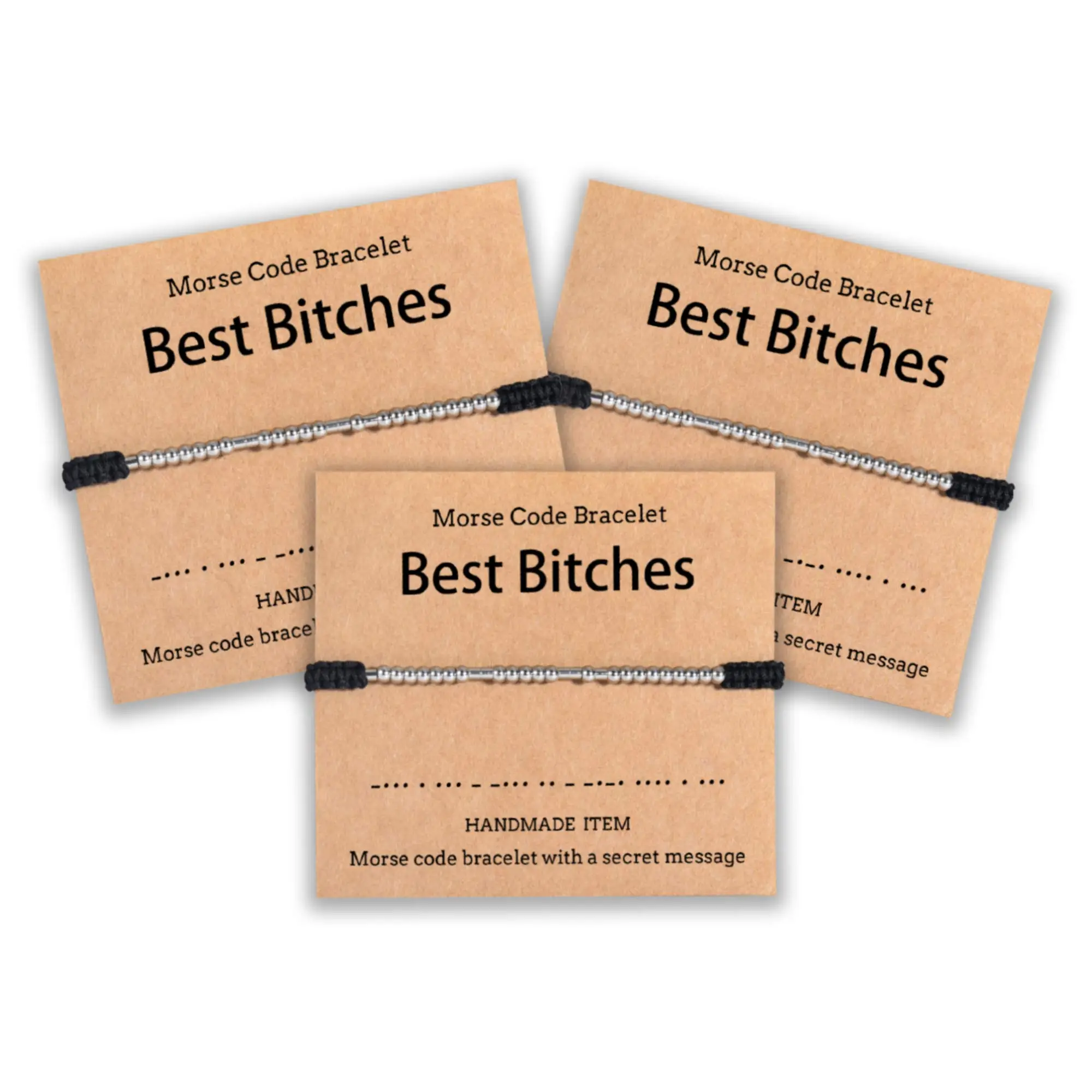 2/3 PCS Best Bitches Morse Code Bracelet Best Friend Gift for Women Funny Friendship Gift Christmas Friendsgiving Valentines Day Gift