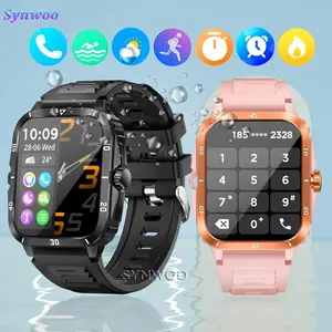 Synwwoo Modern Square Smartwatch 1.96" HD Screen 430mAh Battery Wireless Calling 100+ Sport Modes Music Control Replaceable Silicone Strap Pedometer Calories Tracker Compatible with iPhone Android Devices Ideal Gift max smart