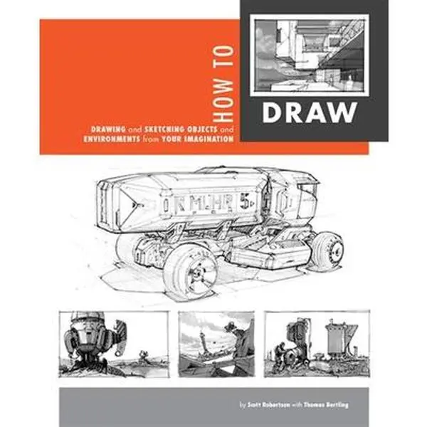 Scott Robertson Drawing & Sketching Guide Book - Design Studio Press English Paperback, How to Draw Objects & Environments from Imagination, Teaching Resource for Artists, 10.9" h x 8.9" l x 1" w, Smartphone App-Scanned 25 Pages with Video Tutorials