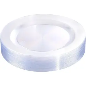 30-pack of disposable transparent plastic plates - 10.25inch heavy-duty transparent plastic plates, suitable for parties and weddings