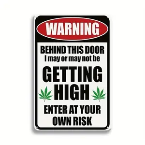Metal Sign, Creative Warning Tin Sign, Retro Vintage Wall Decor for Home Front Door Kitchen, Room Decor, Home Decor