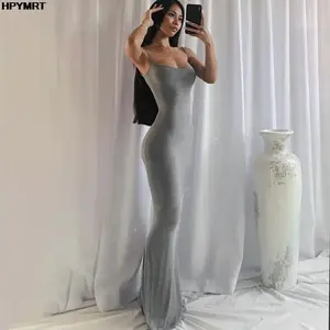 Women’s Bodycon Maxi Dress – Slim Fit Sleeveless Backless Elegant Long Dress HPYMRT