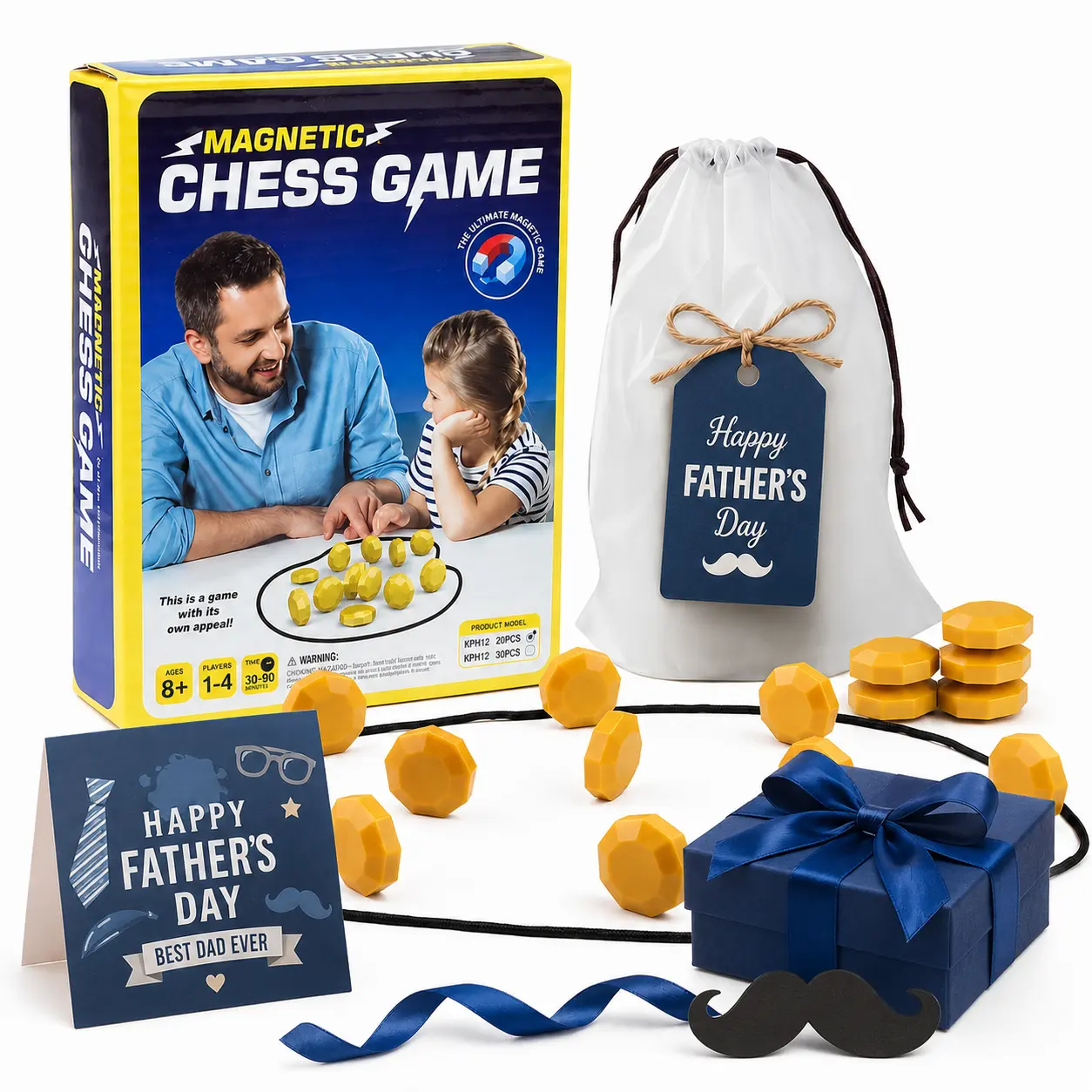 Magnetic Chess Game, Perfect Father's day gift, 1 Box Chess Board Game, Strategy Board Game, Chess Game for 1-4 Players, Fun Game for Kids & Adults, Family Board Game, Tabletop Chess Board, gifts for her
