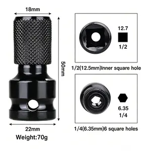 Quick Release 1/2 Inch Square Drive to 1/4 Inch Hex Female Socket Adapter Converter Chuck Adaptor High Hardness Steel Construction for Impact Wrench Ratchet Wrench and Power Drill Tools Perfect for Automotive Maintenance and Household Repair Projects