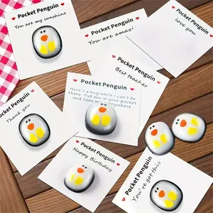 New Small Penguin Glass Gift with Greeting Card, a Little Pocket Penguin Hug, Cute Animal Keepsake, Perfect for Friends & Family
