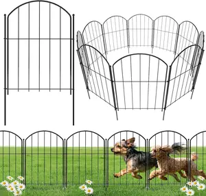 Bamworld No-Dig Rustproof Weatherproof Metal Garden Fence - 10-Piece 43cm x 3m Arch Border Panels Set with Snap Rings, Arch Stand, Outdoor Dog Barrier & Flower Bed Edging