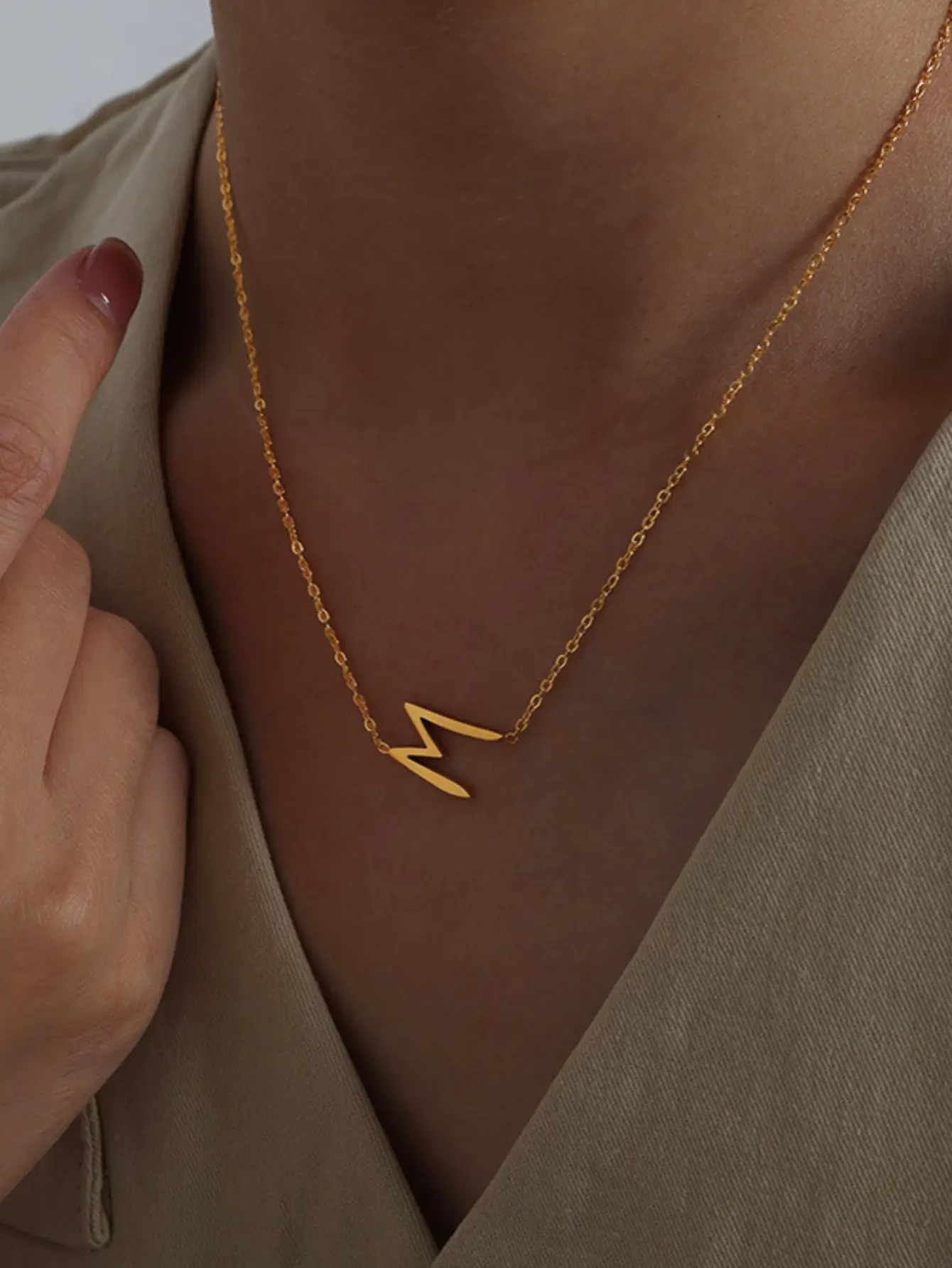 Minimalist M Initial Necklace • Sophisticated Stainless Steel Thin Chain Choker for Women • Unique Design • Versatile for Daily Commute & Everyday Wear