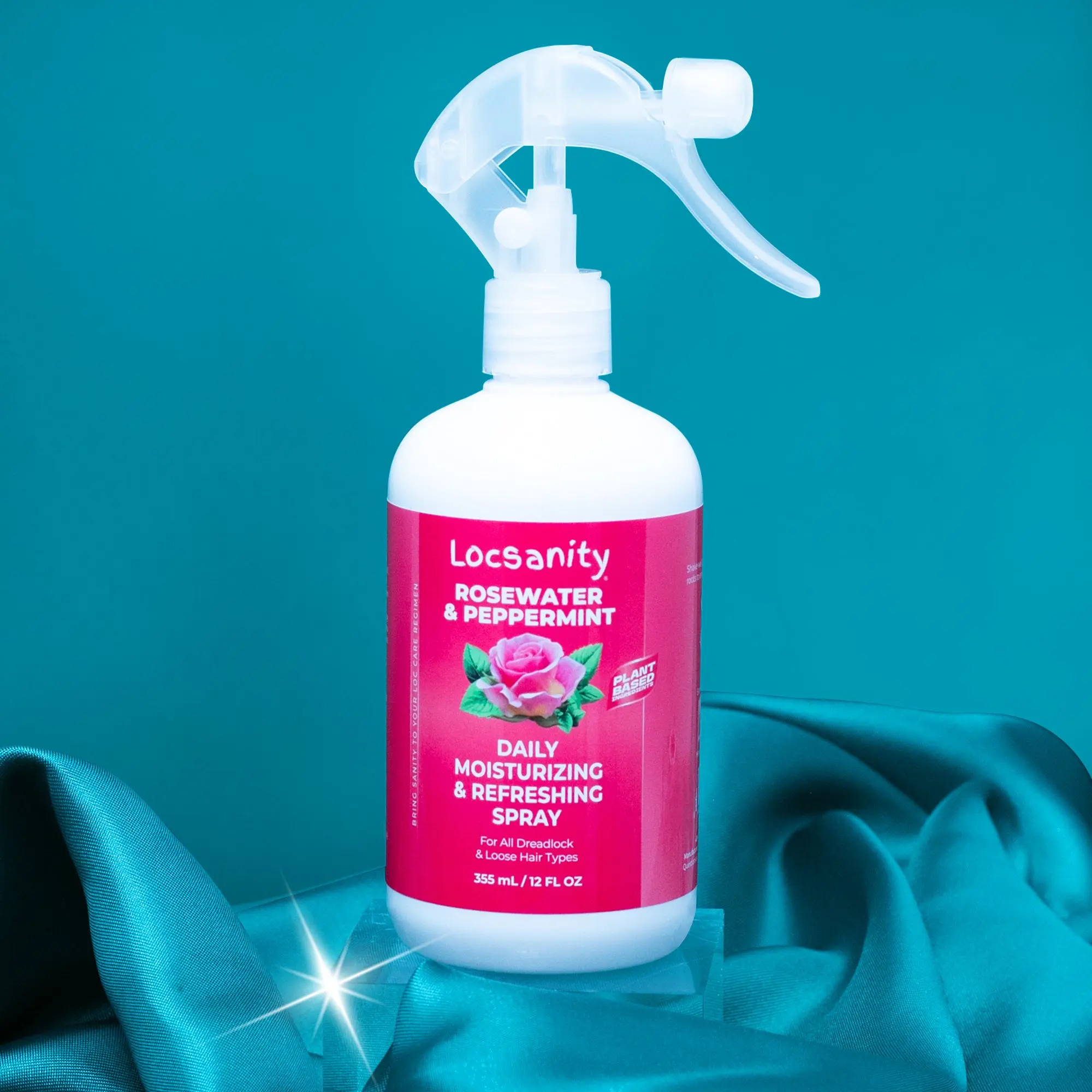 Locsanity Rosewater & Peppermint Scented Daily Moisturizing Spray with Glycerin - Fragrance, Plant-Based Haircare Mist for Locs, Curls & Coils, Anytime Hydration Boost, Smoothening, Lightweight, Cruelty-Free, Buildup-Free