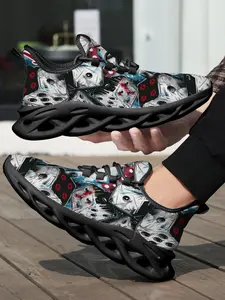 Unisex Stylish Casual Sports Shoes with Breathable Mesh Upper, Lightweight Eva Sole, Unique Dice Print, Comfortable for Daily Wear & Light Sports, Graphic Print Sneakers
