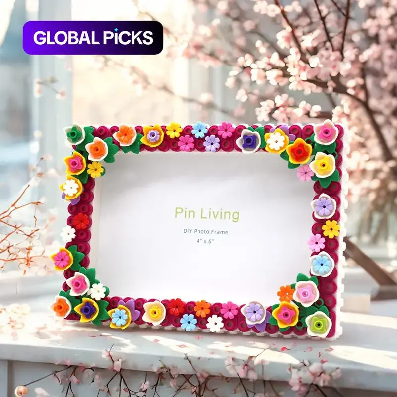 6-Inch Floral Bouquet Building Block Photo Frame, Summer Bloom Creative Handmade Wall-Hanging Display Frame Cute Picture Frames #GLOBAL PICKS