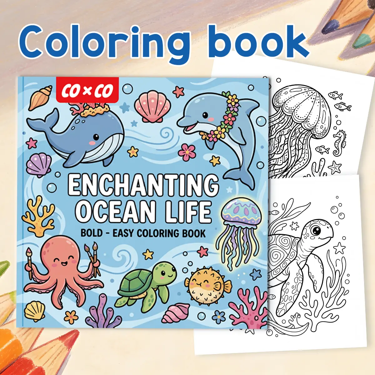 Enchanting Ocean Life Arts and Crafts Activity Sheets, 21cm Marine Creature Drawing-Pigment Filling Pages, Office Art Supplies for Teens to Unleash Creativity coloring doodle, Color Pigment Coloring Book, Creative Art Supplies