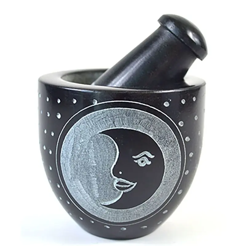 2 3/4" Moon Soapstone mortar & pestle set 2 3/4" Moon Soapstone mortar & pestle set