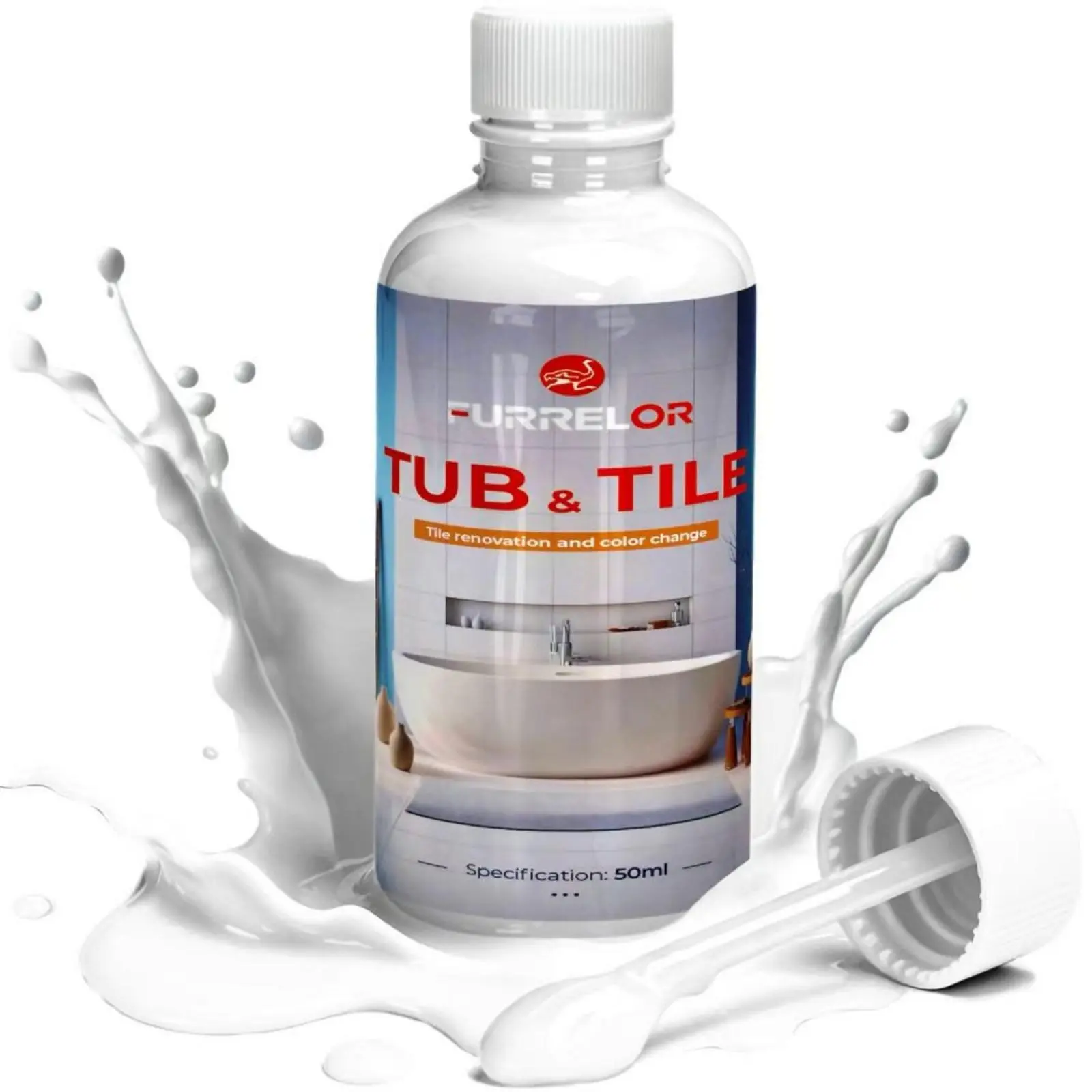 Gloss White Tub and Tile Paint, Toilet Paint,Waterproof & Stain Resistant, Fast-Drying,Enamel Touch Up Paint Fixes Scratches, Stains, Peeling,Cracks＆Spots On Ceramic Tiles,Porcelain Sink,Countertop＆Bathtubs (50ml/1.7Oz)